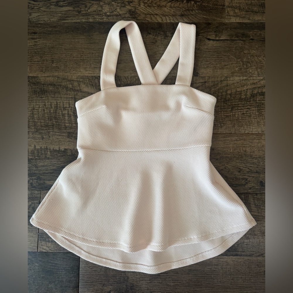 Pink Textured top with Cross Back Straps